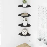 Raft suspendat cu raft cu depozitare 4 pcs Negru 15 x 15 x 2 cm GartenMobel Dekor