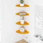 Raft suspendat cu raft 4 pcs Galben muștar 18 x 18 x 2 cm GartenMobel Dekor
