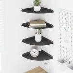 Raft suspendat cu raft cu depozitare 4 pcs Negru 24 x 24 x 2 cm GartenMobel Dekor