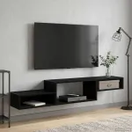 Sistem de TV montat pe perete Montare pe perete Stejar Negru GartenMobel Dekor