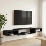 Sistem de TV montat pe perete Montare pe perete Stejar Negru GartenMobel Dekor