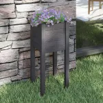 Jardinieră de grădină, gri, 31x31x70 cm, lemn masiv de pin GartenMobel Dekor