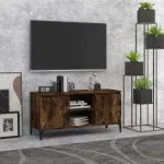 Comodă TV, picioare din metal, stejar afumat, 103,5x35x50 cm GartenMobel Dekor