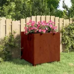 Jardinieră cu picioare, ruginiu, 50x50x50 cm, oțel corten GartenMobel Dekor
