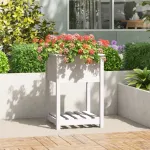 Jardinieră cu raft, alb, 54x54x81 cm, lemn masiv de pin GartenMobel Dekor