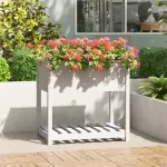 Jardinieră cu raft, alb, 82,5x54x81 cm, lemn masiv de pin GartenMobel Dekor