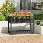 Jardinieră cu raft, gri, 111,5x54x81 cm, lemn masiv de pin GartenMobel Dekor