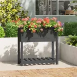 Jardinieră cu raft, gri, 82,5x34,5x81 cm, lemn masiv de pin GartenMobel Dekor