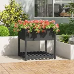 Jardinieră cu raft, gri, 82,5x82,5x81 cm, lemn masiv de pin GartenMobel Dekor
