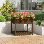 Jardinieră cu raft, maro miere, 82,5x82,5x81 cm, lemn masiv pin GartenMobel Dekor