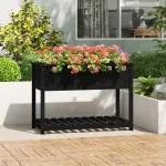 Jardinieră cu raft, negru, 111,5x54x81 cm, lemn masiv de pin GartenMobel Dekor