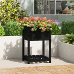 Jardinieră cu raft, negru, 54x54x81 cm, lemn masiv de pin GartenMobel Dekor