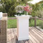 Suport pentru flori, alb, 40x40x60 cm, lemn masiv de pin GartenMobel Dekor