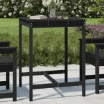 Măsuță de grădină, negru, 82,5x82,5x110 cm, lemn masiv de pin GartenMobel Dekor