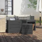 Set cutie de grădină, 3 piese, gri, lemn masiv de pin GartenMobel Dekor