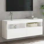 Comodă TV de perete cu lumini LED, alb, 100x30x40 cm GartenMobel Dekor