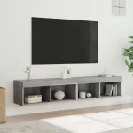 Comode TV cu lumini LED, 2 buc., gri sonoma, 80x30x30 cm GartenMobel Dekor