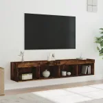 Comode TV cu lumini LED, stejar fumuriu, 80x30x30 cm GartenMobel Dekor