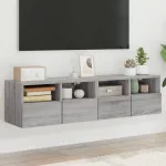 Comode TV de perete, 2 buc., gri sonoma, 60x30x30 cm, lemn GartenMobel Dekor