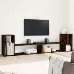 Dulap TV, 2 buc., stejar fumuriu, 100x30x50 cm, lemn prelucrat GartenMobel Dekor