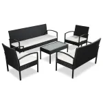 Set mobilier de grădină cu perne, 5 piese, negru, poliratan GartenMobel Dekor
