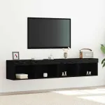 Set comodă TV 2 pcs Stejar negru 80 x 30 x 30 cm Lemn compozit GartenMobel Dekor