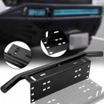 Bullbar aluminiu vopsit in camp electrostatic cu suport numar si proiectoare pentru vehicule offroad, culoare Neagra FAVLine Selection