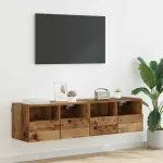 Dulapuri pentru TV Pe perete 2 pcs Lemn Vechi 60 x 30 x 30 cm GartenMobel Dekor