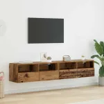 Dulapuri pentru TV Pe perete 2 pcs Lemn Vechi 80 x 30 x 30 cm GartenMobel Dekor
