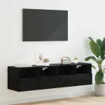 Dulapuri pentru TV Pe perete 2 pcs Stejar Negru 60 x 30 x 30 cm GartenMobel Dekor