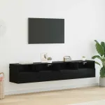 Dulapuri pentru TV Pe perete 2 pcs Stejar Negru 80 x 30 x 30 cm GartenMobel Dekor