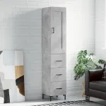 Dulap înalt, gri beton, 34,5x34x180 cm, lemn prelucrat GartenMobel Dekor