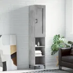 Dulap înalt, gri beton, 34,5x34x180 cm, lemn prelucrat GartenMobel Dekor