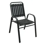 Scaun gradina cu brate, cadru metalic, maxim 110 kg, 56x63x89 cm, gri inchis