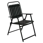 Scaun gradina pliabil cu cadru metalic si sezut PP, maxim 110 kg, 63x55x90 cm, negru