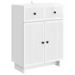 Bufet Alb foarte lucios 66 x 34,5 x 90 cm Lemn prelucrat GartenMobel Dekor