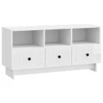 Cabinet TV Alb foarte lucios 102 x 34,5 x 50 cm Lemn prelucrat GartenMobel Dekor