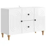 Cabinet TV Alb foarte lucios 89 x 34,5 x 60 cm Lemn prelucrat GartenMobel Dekor