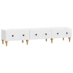 Cabinet TV Alb foarte lucios 147 x 34,5 x 30 cm Lemn prelucrat GartenMobel Dekor