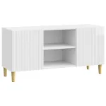 Cabinet TV Alb foarte lucios 102 x 34,5 x 50 cm Lemn prelucrat GartenMobel Dekor