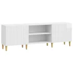 Cabinet TV Alb foarte lucios 150 x 31 x 50 cm Lemn prelucrat GartenMobel Dekor