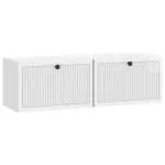 Oglindă TV montată pe perete Alb foarte lucios 98 x 31 x 30 cm GartenMobel Dekor