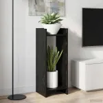Suport pentru plante cu raft 2 pcs Stejar Negru 30 x 30 x 80 cm GartenMobel Dekor