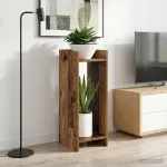 Suport pentru plante cu raft 2 pcs Lemn vechi 30 x 30 x 80 cm GartenMobel Dekor