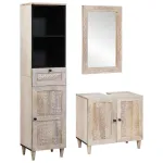 Set de mobilier pentru baie cu sertar 3 pcs Alb Lemn compozit GartenMobel Dekor
