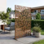 Paravan exterior Bernalda 180x120 cm din oțel galvanizat maro