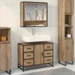 Set de mobilier pentru baie cu sertar 2 pcs Stejar Artizanal GartenMobel Dekor