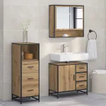 Set de mobilier pentru baie cu sertar 3 pcs Stejar Artizanal GartenMobel Dekor