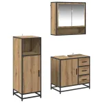 Set de mobilier pentru baie cu sertar 3 pcs Stejar Artizanal GartenMobel Dekor