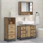 Set de mobilier pentru baie cu sertar 3 pcs Stejar Artizanal GartenMobel Dekor